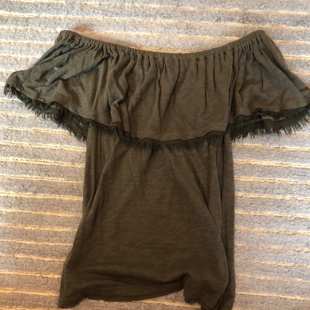 Olive green off the shoulder top